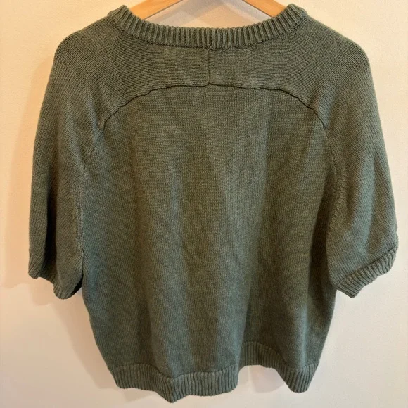 Abercrombie & Fitch Short-Sleeve Sweater in Olive - Picture 3 of 3